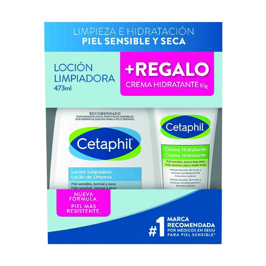 Cetaphil Loción Limpiadora 473 ml + Crema Hidratante 85 g