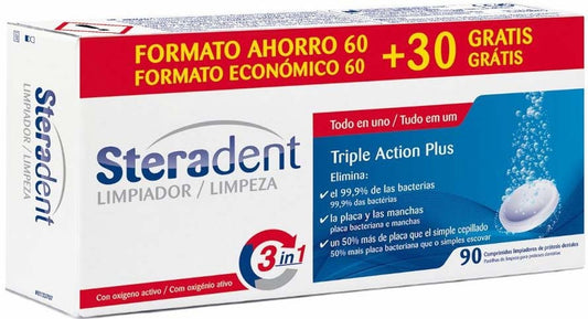 Steradent triple acción 60+30 tabletas