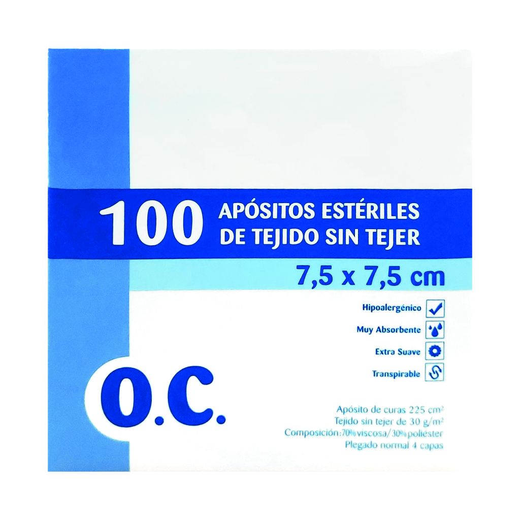 O.C. Gasa Estéril de tejido sin tejer 100 cp 7,5x7,5 (50 sob. x 2 uds)