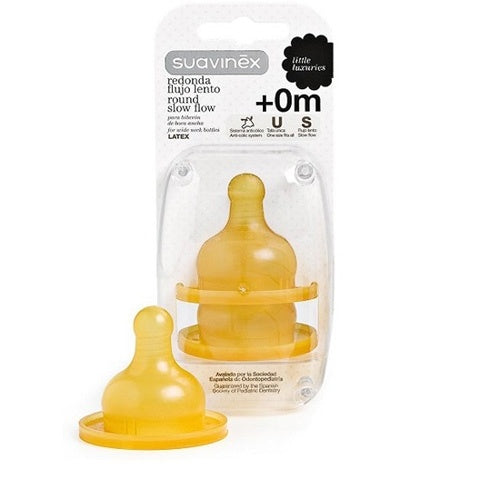 Tetina Suavinex Flujo Lento Boca Ancha Látex 2 Unidades