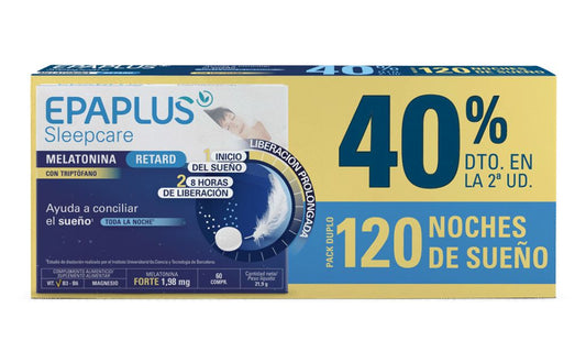 Epaplus Sleepcare Melatonina Retard con Triptófano DUPLO 120 comprimidos + 1 comp GRATIS