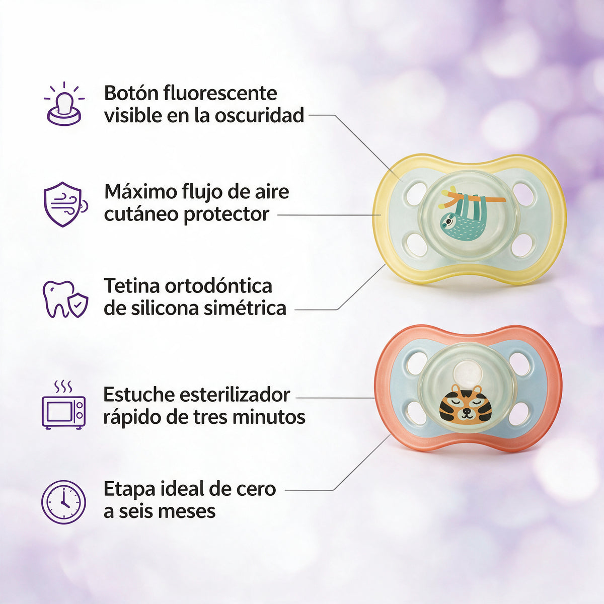 Philips Avent 2 Chupetes UltraAir Nocturno 0-6m niño