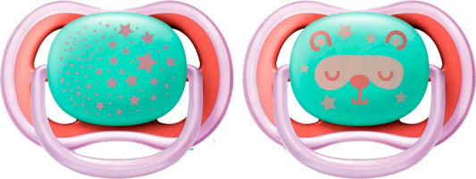 Philips Avent chupetes Ultra Air nocturno 6 a 18 meses niña 2 uds