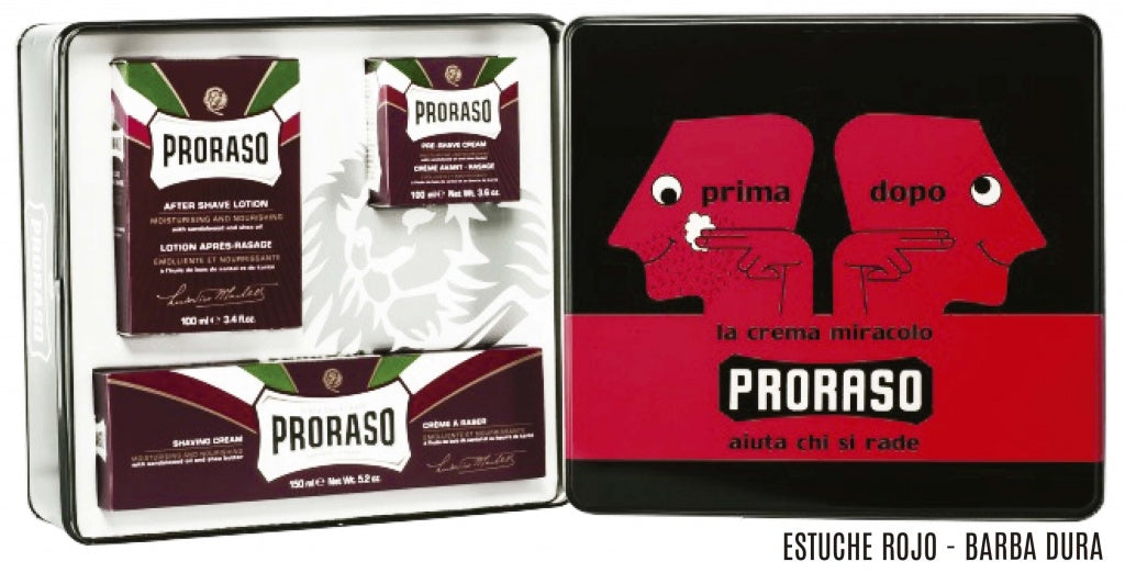 Proraso pack lata regalo negra roja barba dura