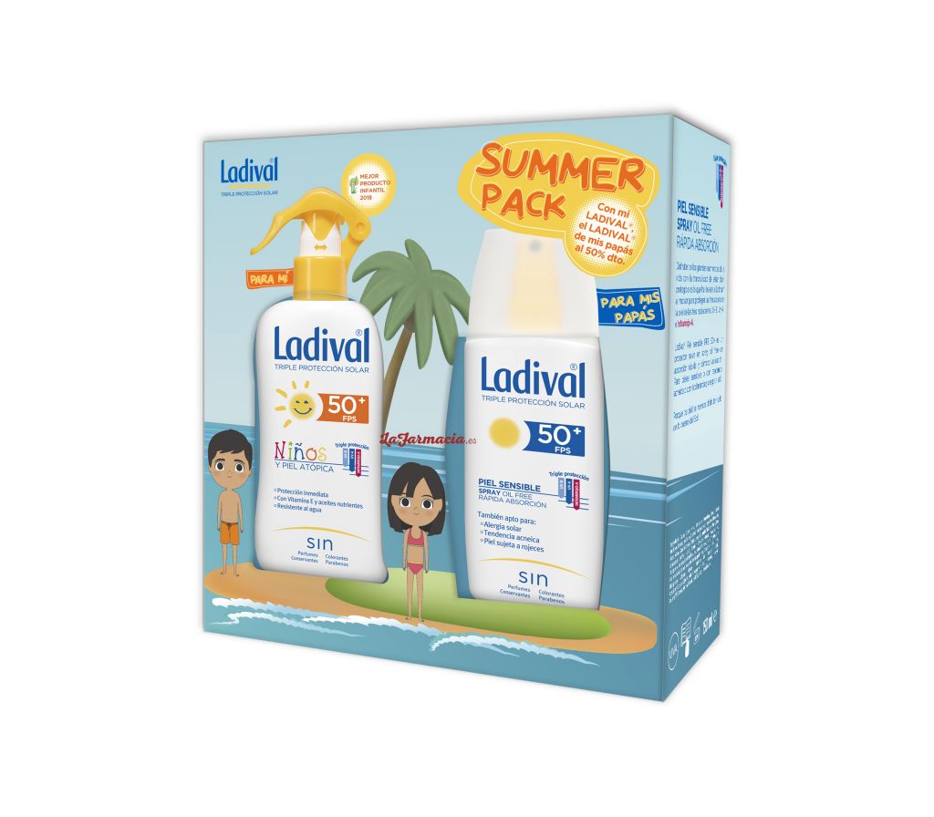 Ladival Protector Solar Summer Pack Spray Adultos 50FPS + Spray Niños 50SPF CADUCIDAD AGOSTO 2021