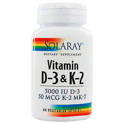 Solaray Vitamina D3 & K2 60 cápsulas
