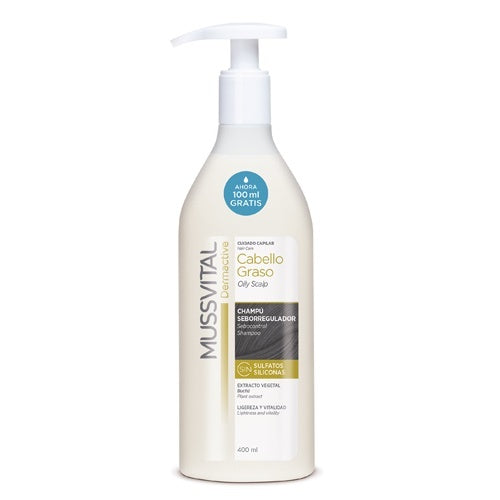 Mussvital Dermactive Champú Seborregulador Cabello Graso 300ml + 100ml GRATIS