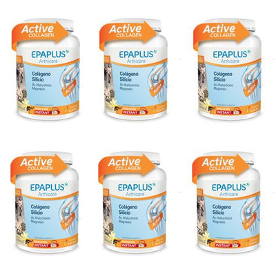 Epaplus SIXPLO Colágeno con Silicio, Ácido Hialurónico, Magnesio en polvo Sabor Vainilla PACK 6X334 g (30 días)