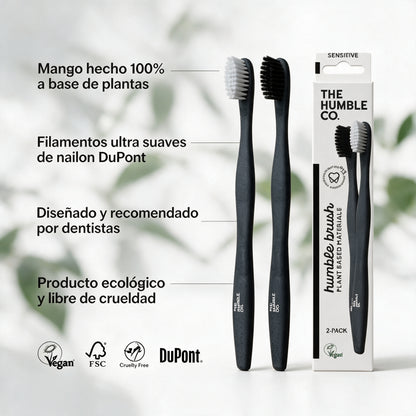 The Humble Cepillo dientes base Plantas negro y blanco pack 2 uds