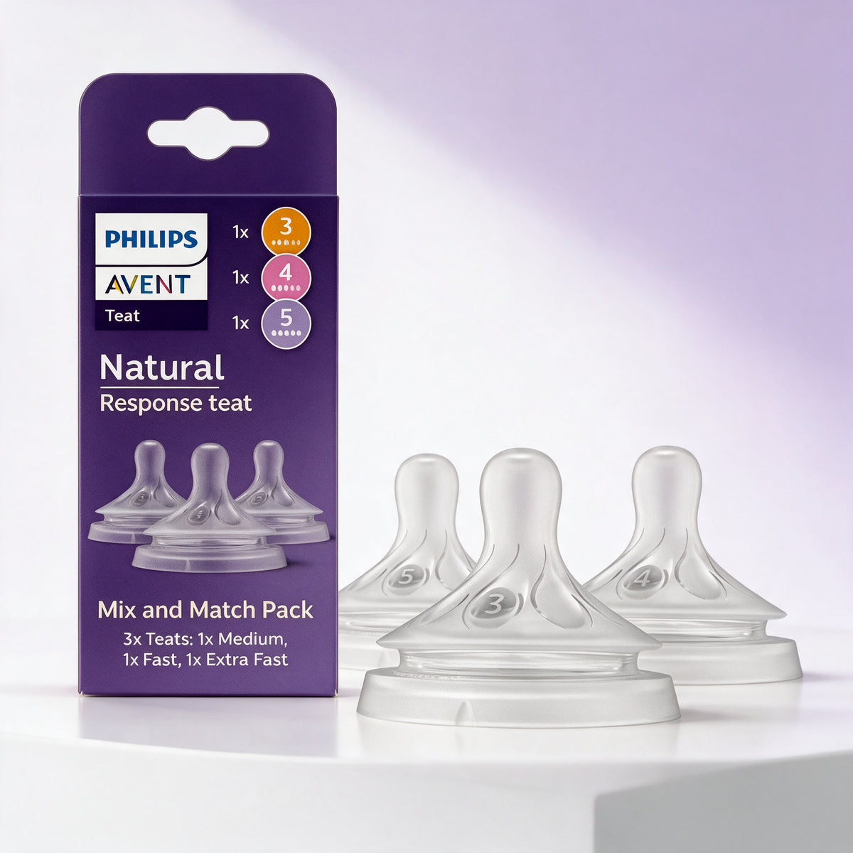 Philips Avent pack Mix & Match 3 Tetinas Natural Response (3 tetinas de distintos flujos T3, T4 y T5)
