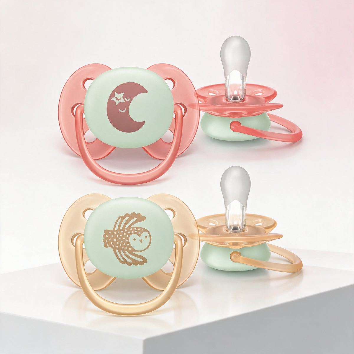Philips Avent Chupetes Ultra Soft nocturnos 0-6 m niña 2 uds
