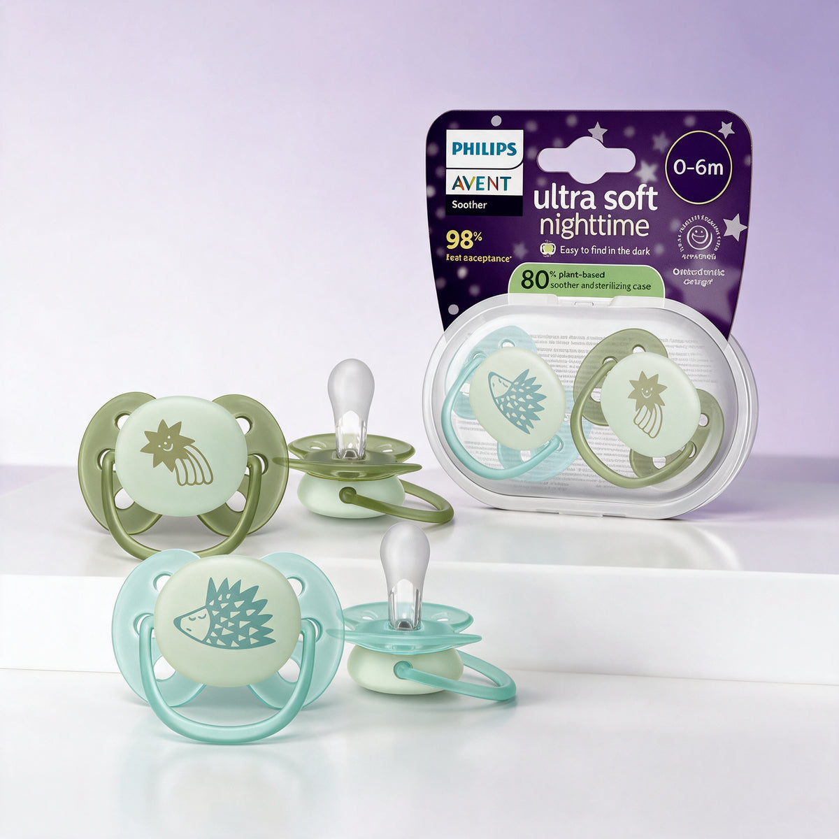 Philips Avent Chupetes Ultra Soft nocturnos 0-6 m niño 2 uds