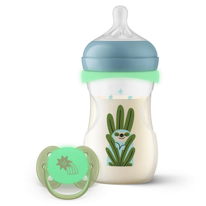 Philips Avent PACK Natural Response Nocturno (1biberón 260ml + 1 chupete ultra air nocturno 0-6m)