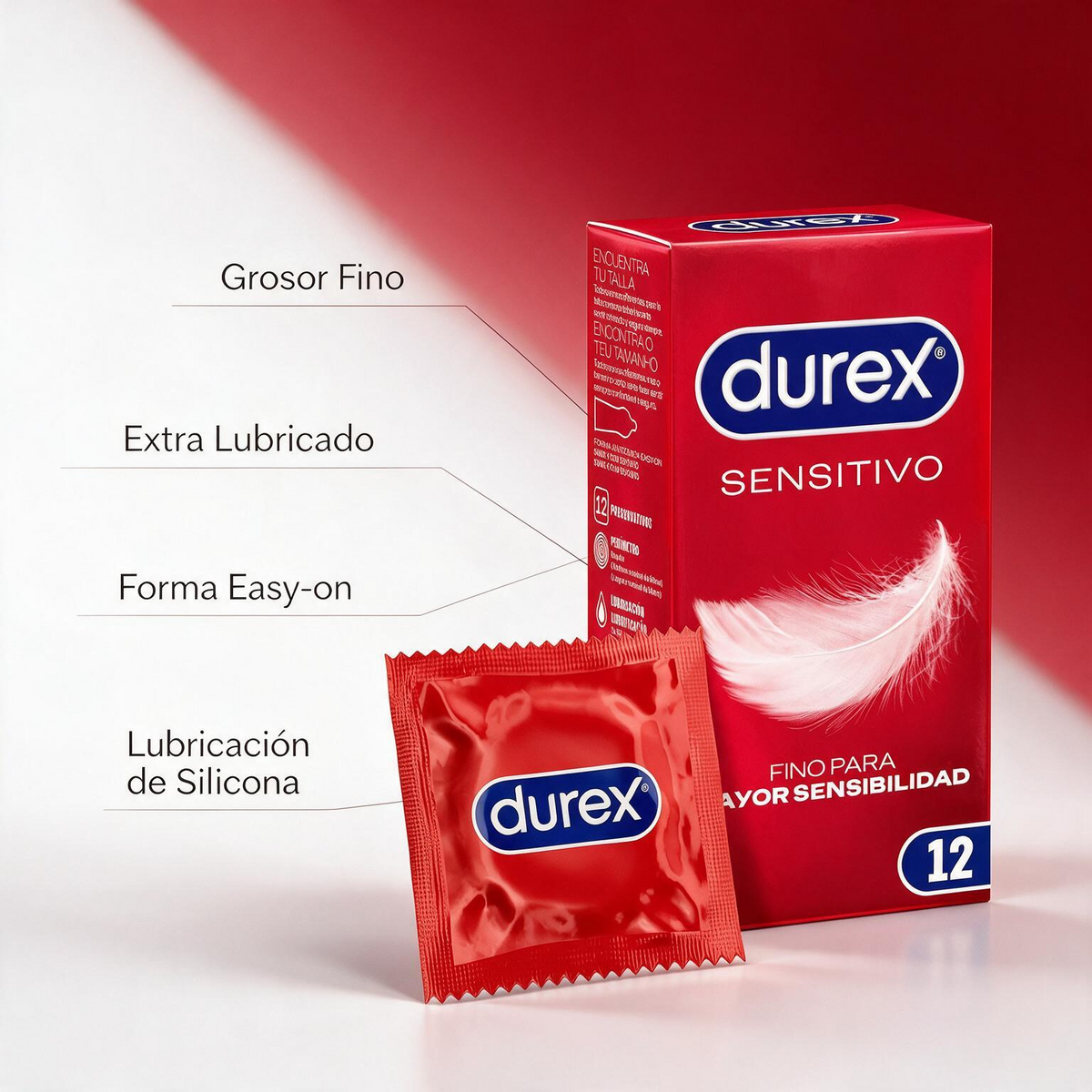 Durex Preservativos Sensitivo Suave Easy On 12 Unidades